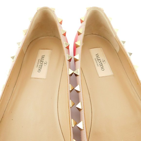 VALENTINO Rockstud Rose Pink Leather Studded Ballerina Flats 39 - Picture 10 of 10